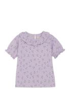 T-Shirt Ss Crepe Tops T-Kortærmet Skjorte Purple Creamie