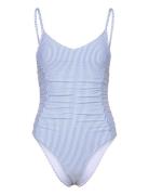 Striba Gathered Bea Swimsuit Badedragt Badetøj Blue Becksöndergaard