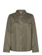 Fqlulina-Shirt Tops Shirts Long-sleeved Khaki Green FREE/QUENT