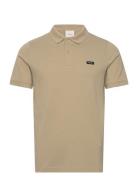 Stretch Pique Slim Button Polo Tops Polos Short-sleeved Beige Calvin K...