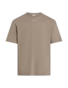 Nano Logo Interlock T-Shirt Tops T-Kortærmet Skjorte Beige Calvin Klei...