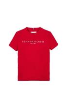 U Corp Logo Ess Tee Ss Tops T-Kortærmet Skjorte Red Tommy Hilfiger