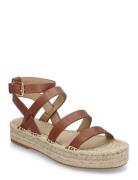 Polly Leather Gladiator Espadrille Espadrillos Flade Sandal Brown Laur...