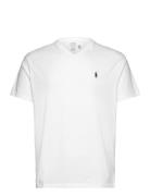 Classic Fit Jersey V-Neck T-Shirt Tops T-Kortærmet Skjorte White Polo ...