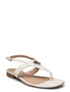 Everley Nappa Leather Sandal Flade Sandaler White Lauren Ralph Lauren