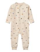 Birk Printed Pyjamas Jumpsuit Pyjamas Sie Jumpsuit Cream Liewood