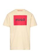 Short Sleeves Tee-Shirt Tops T-Kortærmet Skjorte Beige Hugo Kids