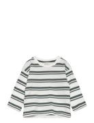 100% Cotton Striped T-Shirt Tops T-shirts Long-sleeved T-Skjorte Green...