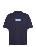 Dotted Logo T-Shirt Tops T-Kortærmet Skjorte Navy Daily Paper