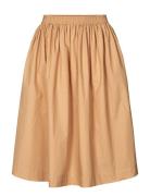 Olga Skirt - Poplin Knælang Nederdel Beige STUDIO FEDER