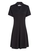 Lyocell Open-Nk F&F Polo Dress Knælang Kjole Black Tommy Hilfiger