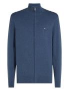 Essential Cotton Zip Thru Tops Knitwear Full Zip Jumpers Blue Tommy Hi...