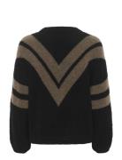 Alphagz Ls Striped Pullover Tops Knitwear Jumpers Black Gestuz