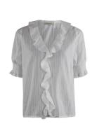 Julie Tops Blouses Short-sleeved White Six Ames