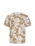 Jjebryan Aop Tee S/S O-Neck Sn Tops T-Kortærmet Skjorte Beige Jack & J...