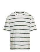 Striped Short-Sleeved T-Shirt Tops T-Kortærmet Skjorte Green Mango