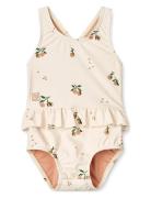 Amina Baby Printed Swimsuit Badedragt Badetøj Beige Liewood