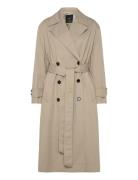 Long Over D Double-Breasted Trench Coat Trenchcoat Frakke Beige Mango