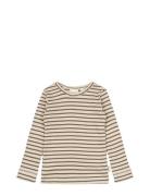 T-Shirt L/S Modal Striped Tops T-shirts Long-sleeved T-Skjorte Brown P...