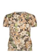 Floral Cotton-Blend Short-Sleeve Sweater Tops T-shirts & Tops Short-sl...