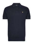 Linen Blend Knitted Polo Tops Knitwear Short Sleeve Knitted Polos Navy...