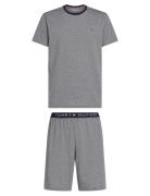 Ss Jersey Pj Set Stripes Pyjamas Nattøj Grey Tommy Hilfiger