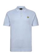 Linen Blend Knitted Polo Tops Knitwear Short Sleeve Knitted Polos Blue...