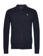 Linen Blend Knitted Shirt Tops Knitwear Cardigans Navy Lyle & Scott