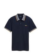 Polo With Print Tops Polos Short-sleeved Navy Tom Tailor