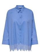 Onlgraces Tulum Ls Emb Shirt Wvn Tops Shirts Long-sleeved Blue ONLY