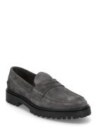 Aaron Penny Loafer - Charcoal Suede Loafers Flade Sko Grey Garment Pro...