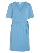 Vinayeli S/S Short Wrap Dress - Noos Kort Kjole Blue Vila