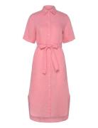 Reg Linen Ss Shirt Dress Knælang Kjole Pink GANT