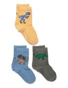 Sock 3 P Sb Dinosaur Socks & Tights Socks Yellow Lindex