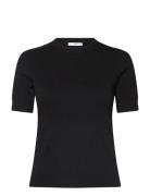 Short-Sleeved Fine-Knit Sweater Tops Knitwear Jumpers Black Mango