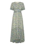 Beatrice Short Sleeve Maxi Dress Maxikjole Festkjole Blue Malina