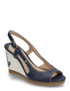 Roni Nappa Leather Sandal Sandal Med Hæl Navy Lauren Ralph Lauren