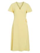 Vilovie S/S Wrap Midi Dress/Su - Knælang Kjole Yellow Vila