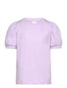 Top Basic Puff Sleeve Tops T-Kortærmet Skjorte Purple Lindex