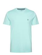 S/S Embroidered Logo Tops T-Kortærmet Skjorte Blue Original Penguin