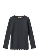 T-Shirt L/S Ida Tops T-shirts Long-sleeved T-Skjorte Navy Wheat