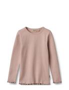 T-Shirt L/S Ida Tops T-shirts Long-sleeved T-Skjorte Pink Wheat