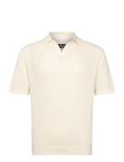 Oliver Knitted Polo Tops Knitwear Short Sleeve Knitted Polos White Cle...