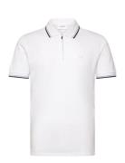 Polo Pique W. Zip Tops Polos Short-sleeved White Lindbergh