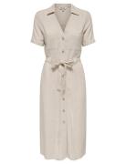Onlsiesta Ss Lin Bl Shirt Dress Pnt Noos Knælang Kjole Beige ONLY