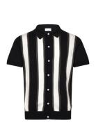 Knitted Polo Cardigan Tops Knitwear Short Sleeve Knitted Polos Black L...