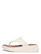 F-Mode Leather Flatform Toe-Post Sandals Klipklapper Sandaler White Fi...