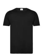 Organic Slub Yarn O-Neck Tee S/S Tops T-Kortærmet Skjorte Black Lindbe...