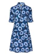Lana Ss Dress Knælang Kjole Blue Jumperfabriken