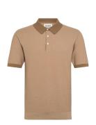 Structured Knitted Solid Polo Tops Polos Short-sleeved Beige Scotch & ...